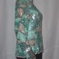 Oleg Cassini 80s Beaded Sequin Top Short Sleeves Turquoise Silver White Top  #71