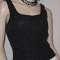 Black Beaded Sequin Top Bead Party Cruise Silk Formal Evening Blouse  #71