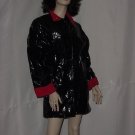 Black Wippette raincoat Red Corduroy Accent Rain coat Zip front raincoat # 72