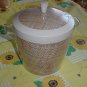 Ice Bucket Mid Century Plastic Raffia straw mat 1950s 1960s. Lid is cracked. no. 16