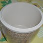 Ice Bucket Mid Century Plastic Raffia straw mat 1950s 1960s. Lid is cracked. no. 16