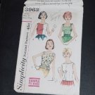 Simplicity Blouse Pattern 3963  HAS FLAW Piece missing Teen Jr. Size 11  Bust 31 1/2 No. 82