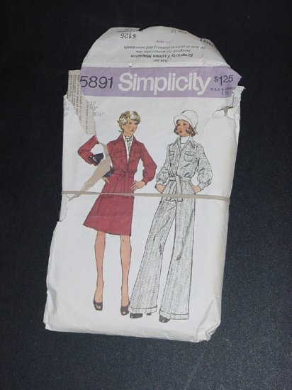Simplicity Pattern Jacket skirt pants 5891 Size 12 Bust 34 Miss No. 88
