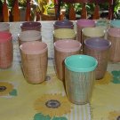 Cups Mid Century Plastic Burlap Raffia straw mat in Plastic 1950s 1960s No. 76