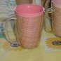 Cups Mid Century Plastic Burlap Raffia straw mat in Plastic 1950s 1960s No. 76