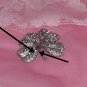 Vintage Pin Four Leaf Clover Shamrock Clover Rhinestones, silvertone No. 79