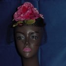 Womens vintage hat Floral hat net side combs No. 80 Womens vintage hat Floral hat net side combs No. 80