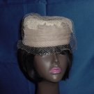 Pillbox creamed coffee Vintage pillbox Ladies hat Lace top net No. 80 Pillbox creamed coffee Vintage pillbox Ladies hat Lace top net No. 80