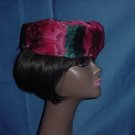 Fuschia pink iridescent Turquoise Blue Feather pill box hat Ladies vintage hat No. 80 Fuschia pink iridescent Turquoise Blue Feather pill box hat Ladies vintage hat No. 80