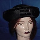 Black turned up brim hat poly straw shiny bows No. 82 Black turned up brim hat poly straw shiny bows No. 82