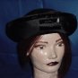 Black turned up brim hat poly straw shiny bows No. 82