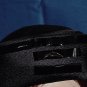 Black turned up brim hat poly straw shiny bows No. 82