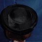 Black turned up brim hat poly straw shiny bows No. 82