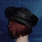 Black turned up brim hat poly straw shiny bows No. 82