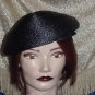 Navy hat Blue Beret half bow Straw type Vintage womans hat No. 82