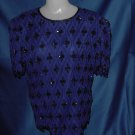 Scala 1980s purple sequin Silk Top Blouse Bust 38 Formal blouse  No. 23