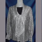 Vintage Blouse Judy Bond Silver fabric Bust 38 Long sleeves Tie front Buttons No. 23 Vintage Blouse Judy Bond Silver fabric Bust 38 Long sleeves Tie front Buttons No. 23