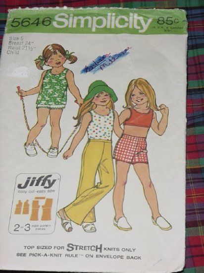 Simplicity Pattern 5646 Child Size 5 Bust 24 inch  No. 30