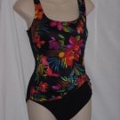 Longitude Swim suit Size 10 Bust 32 Black multi color front  No. 88