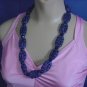 Necklace double strand oval open spiral shape black blue bead necklace  No. 91