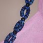 Necklace double strand oval open spiral shape black blue bead necklace  No. 91