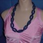 Necklace double strand oval open spiral shape black blue bead necklace  No. 91