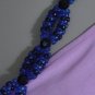 Necklace double strand oval open spiral shape black blue bead necklace  No. 91