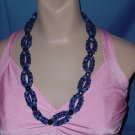 Necklace double strand oval open spiral shape black blue bead necklace No. 91 Necklace double strand oval open spiral shape black blue bead necklace No. 91