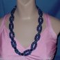 Necklace double strand oval open spiral shape black blue bead necklace  No. 91