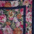 Large square scarf flowers trimmed in navy blue  No. 53
