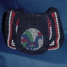 Hand Beaded Purse Vintage purse Hong Kong Red White blue Rooster on flap No. 91 Hand Beaded Purse Vintage purse Hong Kong Red White blue Rooster on flap No. 91