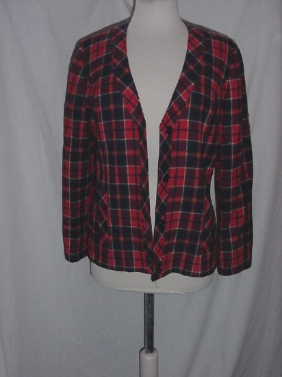 Pendleton Jacket Red blue yellow plaid Jacket Size 12 No. 97