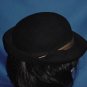 Vintage Womens hat Frank Olive black derby hat small brim gold trim - No 100a