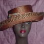 Oscar De La Renta rust hat Upturn Brim straw Colorful scarf  No. 100a