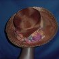 Oscar De La Renta rust hat Upturn Brim straw Colorful scarf  No. 100a