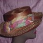Oscar De La Renta rust hat Upturn Brim straw Colorful scarf  No. 100a