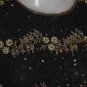 Papell Evening Boutique Top medium black gold beaded sequined embroidered shell blouse top  No. 106