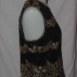 Papell Evening Boutique Top medium black gold beaded sequined embroidered shell blouse top  No. 106