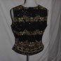 Papell Evening Boutique Top medium black gold beaded sequined embroidered shell blouse top  No. 106