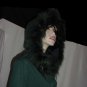 Halter top dress Forest Green maxi dress 1970s 80s Vintage fur edged hooded jacket Size 8 No. 107