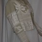 Fall Spring jacket lichen green with ivory appliques beads decorative designs XS No. 108