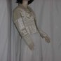 Fall Spring jacket lichen green with ivory appliques beads decorative designs XS No. 108