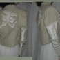 Fall Spring jacket lichen green with ivory appliques beads decorative designs XS No. 108