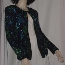 Sequin Beaded Jacket M Holiday Sweater  Laurence Kazar No. 113