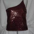 Glitzy Top One shoulder Chocolate brown sequin halter top  #109