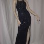 Formal dress deep Blue beaded Floor length party dress Donatello ladies Beaded sheer top No. 113