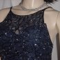 Formal dress deep Blue beaded Floor length party dress Donatello ladies Beaded sheer top No. 113