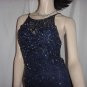 Formal dress deep Blue beaded Floor length party dress Donatello ladies Beaded sheer top No. 113