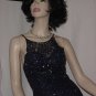 Formal dress deep Blue beaded Floor length party dress Donatello ladies Beaded sheer top No. 113