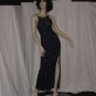 Formal dress deep Blue beaded Floor length party dress Donatello ladies Beaded sheer top No. 113